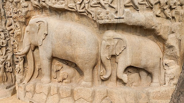 Herd of Elephants, Descent of the Ganges, Mahabalipuram Local sightseeing
